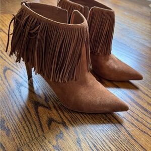 Sam Edelman Black Ankle Booties with Fringe